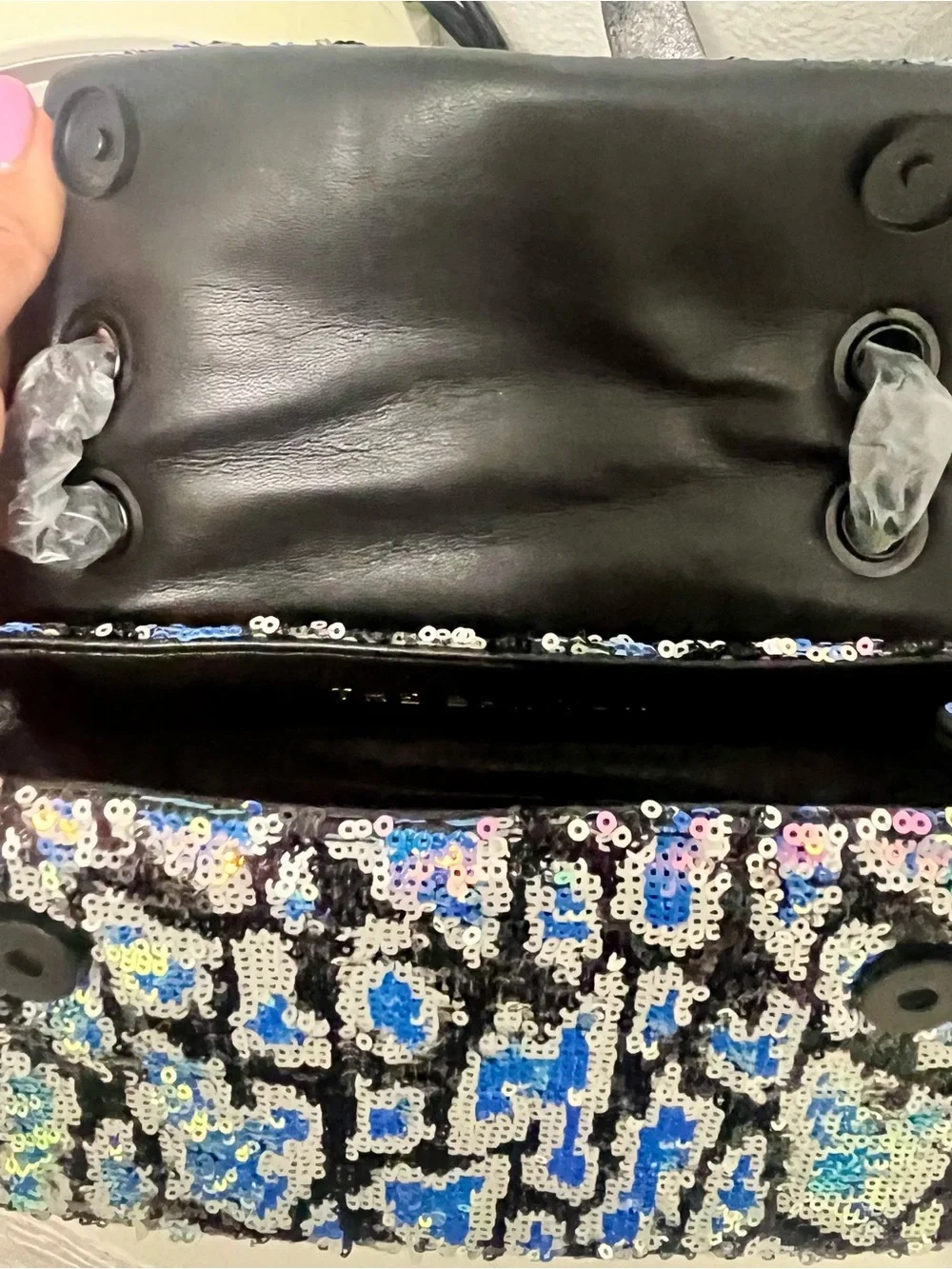 NWT Kurt Geiger London Leopard Pattern Sequined Mini Brixton Shoulder Bag. - Picture 8 of 9